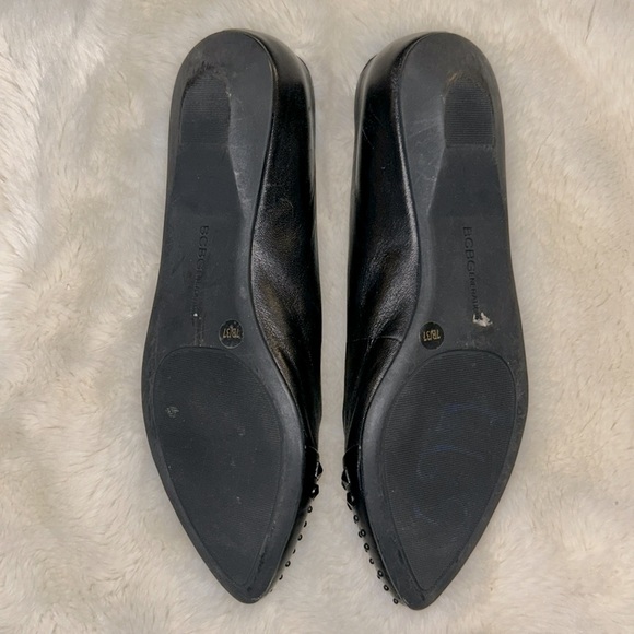 BCBGeneration Black Leather Embellished Pointed Toe Flats - Picture 3 of 5